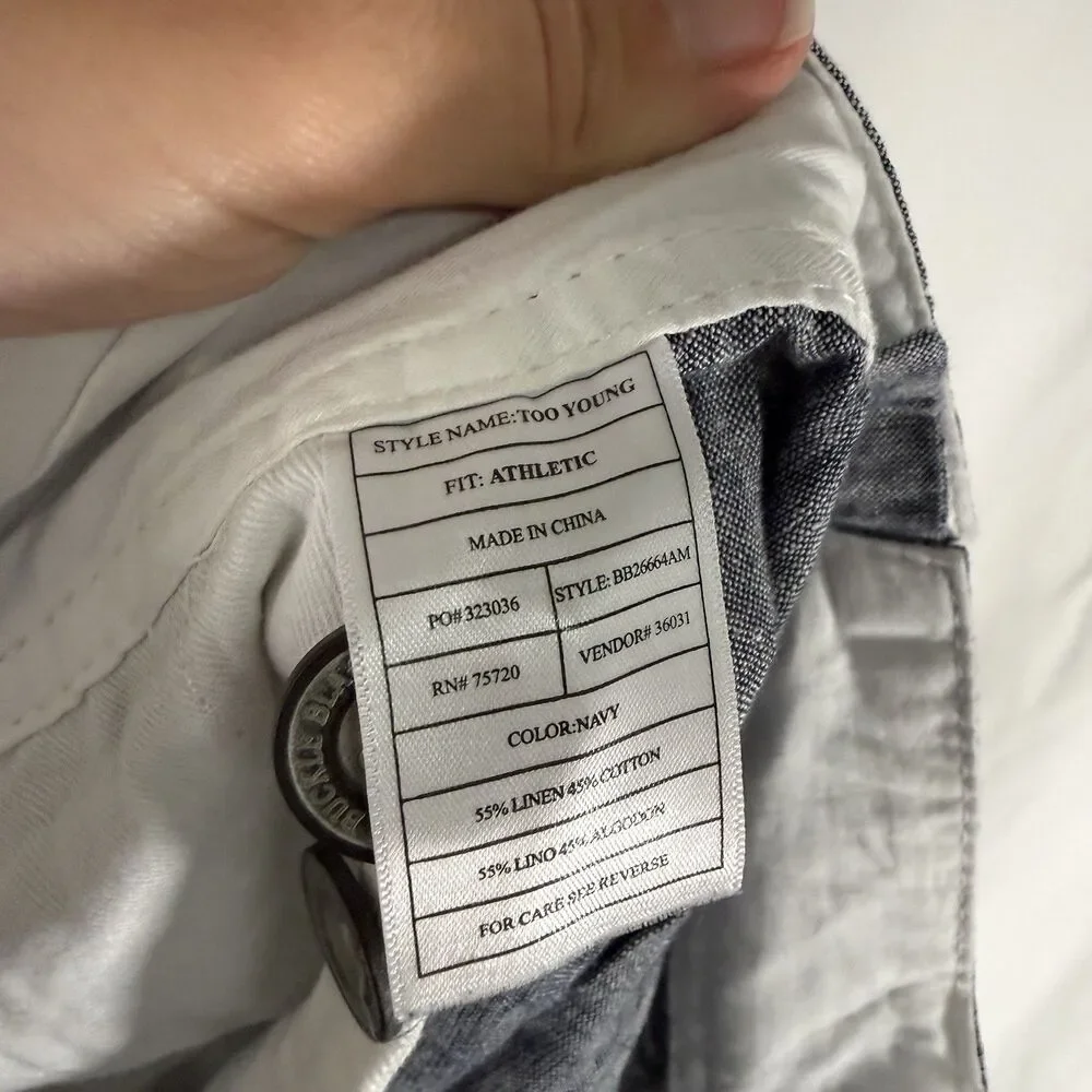 Buckle Black Linen Blend Shorts Men's 38 Grey Belted Athletic 8
